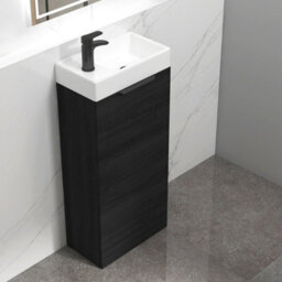 Royal Bathrooms Royal Bathroom Como 400mm Floor Standing Cloakroom Vanity Unit Ceramic Basin Sink 1 Door Cabinet Hale Black With Matt Black Handle - thumbnail 6