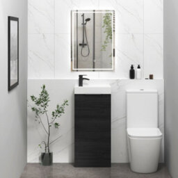 Royal Bathrooms Royal Bathroom Como 400mm Floor Standing Cloakroom Vanity Unit Ceramic Basin Sink 1 Door Cabinet Hale Black With Matt Black Handle - thumbnail 4