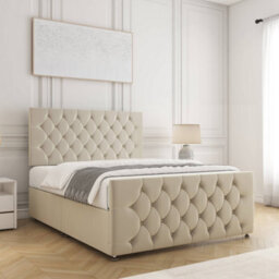 Bsspoke Maya Divan Bed Cream Plush Velvet 24Inch Headboard & 20Inch Footboard No Mattress No Drawers In 3Ft 4Ft 4Ft6 5Ft 6Ft - thumbnail 3