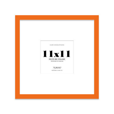 "11X11"" Orange Picture Frame - 11X11"" Square Frame With 8X8"" Mount For 11X11""/8X8"" Pictures Moderrn Style Thin Edge, 1 Pack" - image 1