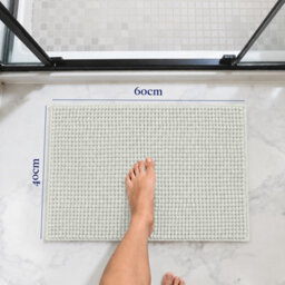 Aspire Homeware Quick Dry Chenille Bathmat Soft Water Absorbent Shower Mat Non-Slip Floor Mat, White (L)60Cm X (W)40Cm - thumbnail 6