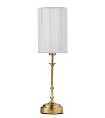 Lighting Supermarket Florence Rechargeable Antique Brass Table Lamp With Ivory String Shade - image 1