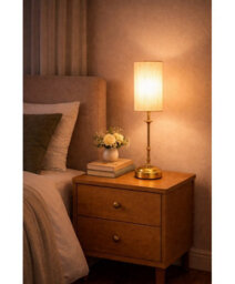 Lighting Supermarket Florence Rechargeable Antique Brass Table Lamp With Ivory String Shade - thumbnail 7