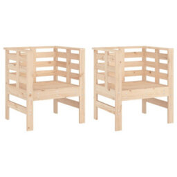 Berkfield Garden Chairs 2 Pcs 61.5X53X71 Cm Solid Wood Pine - thumbnail 2