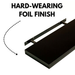 Core Products 90Cm Floating Hudson Shelf Kit - Black Gloss Wall Display, Foil Finish - thumbnail 4