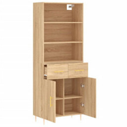Berkfield Highboard Sonoma Oak 69.5X34X180 Cm Engineered Wood - thumbnail 4