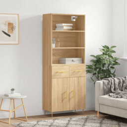 Berkfield Highboard Sonoma Oak 69.5X34X180 Cm Engineered Wood - thumbnail 1