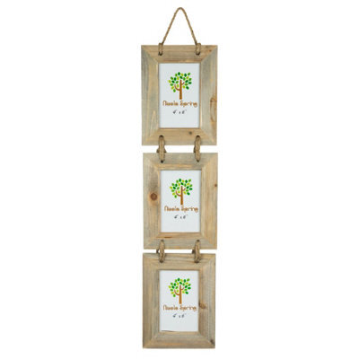 "Nicola Spring Rustic Wooden Hanging 3 Photo Frame - 4 X 6"" - Natural" - image 1