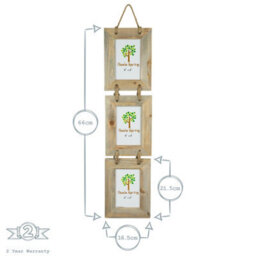 "Nicola Spring Rustic Wooden Hanging 3 Photo Frame - 4 X 6"" - Natural" - thumbnail 3