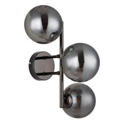 Luminosa Lighting Luminosa Conor Globe Wall Lights Gunmetal Balls Smoke Glass Shade 3X G9 - thumbnail 2