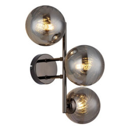 Luminosa Lighting Luminosa Conor Globe Wall Lights Gunmetal Balls Smoke Glass Shade 3X G9 - thumbnail 1