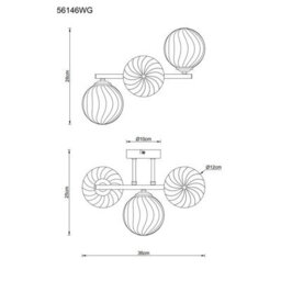 Luminosa Lighting Luminosa Conor Globe Wall Lights Gunmetal Balls Smoke Glass Shade 3X G9 - thumbnail 5