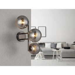 Luminosa Lighting Luminosa Conor Globe Wall Lights Gunmetal Balls Smoke Glass Shade 3X G9 - thumbnail 4