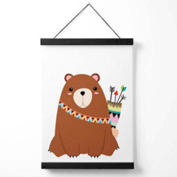 Artze Wall Art Bear Tribal Animal Art Print With Black Frame Size: A4 - thumbnail 1