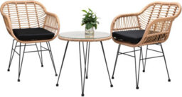 Casaria Bali 3 Piece Poly Rattan Bistro Garden Furniture Set With Cushions - thumbnail 1
