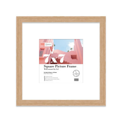 "7X7"" Oak Picture Frame - 7X7"" Square Frame With 5X5"" Mount For 7X7""/5X5"" Pictures Classic Style Wall Art, 1 Pack" - image 1