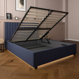 X Rocker Xr Living Maisie Velvet Ottoman Bed With Under Frame Led Lights - Double - Navy Blue - thumbnail 7