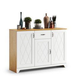Heze Furniture Provenza 3 Door 1 Drawer Rustic Style Sideboard - Stone Oak / White Matt - thumbnail 2