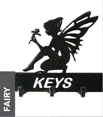 Poppy Forge Fairy Key Holder - Rack - Solid Steel - W15 X H9 Cm - Powder Coated Black - image 1