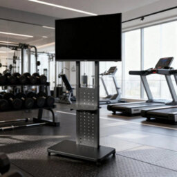 Modern Rotating Vertical Floor Tv Mount Stand With Shelves - thumbnail 3
