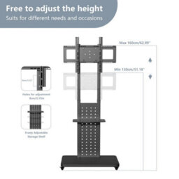 Modern Rotating Vertical Floor Tv Mount Stand With Shelves - thumbnail 2