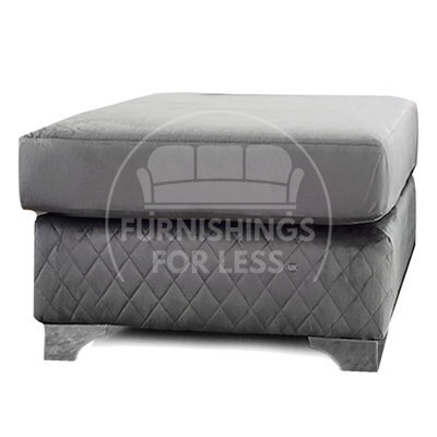 Furnishings For Less UK Victoria Plush Velvet Foam Filled Grey Footstool Sofa Accessory