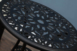 Sh&g Scotney 2 Seat Bistro Set - 3 Piece Round Table & Chairs - Antique Bronze Cast Aluminium With Cream Cushions - Outdoor - thumbnail 6
