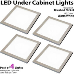 4 Pack Brushed Nickel Ultra-Slim Under Cabinet Kitchen Lights With Warm White Led And Driver Kit - thumbnail 3