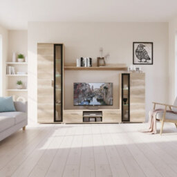 Bentley Modern Tv Entertainment Unit  Oak Country Grey Black Living Room Furniture Set