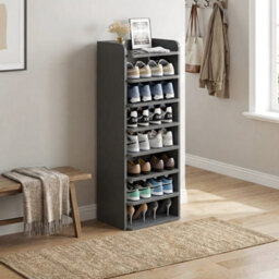 Living And Home Black 8-Tier Simple Household Shoe Rack With Layered Dividers For Doorways, 82Cm W X 26Cm D X 120Cm H - thumbnail 3