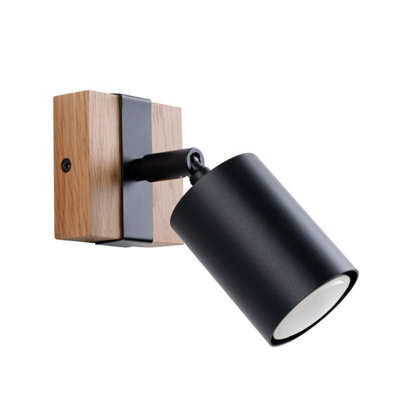 Sollux Lighting Fager Steel/natural Wood Black 1 Lights Scandinavian Wall Light