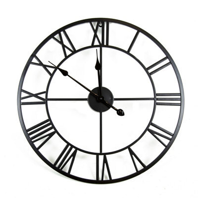 Charles Bentley Round Skeleton Clock With Roman Numerals Matte Black 80Cm - image 1