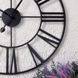 Charles Bentley Round Skeleton Clock With Roman Numerals Matte Black 80Cm - thumbnail 4