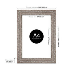 A4 Walnut Ornate Picture Frame (29.7 X 21Cm) Poster, Photo, Artwork, Gallery Wall Or Print - thumbnail 2