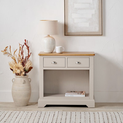 Pacific Lifestyle Cream 2 Drawer Pine And Oak Wood Console Table - image 1