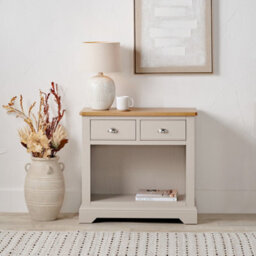 Pacific Lifestyle Cream 2 Drawer Pine And Oak Wood Console Table