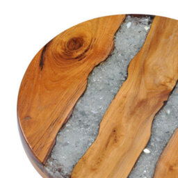 Vidaxl Coffee Table 40X45 Cm Solid Teak Wood And Polyresin - thumbnail 5