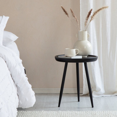 MH London Chervey Black Solid Wood Side Table Living Room Bedside Small Side Table Round Side Table With Black Metal Legs - image 1