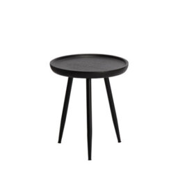 MH London Chervey Black Solid Wood Side Table Living Room Bedside Small Side Table Round Side Table With Black Metal Legs - thumbnail 4