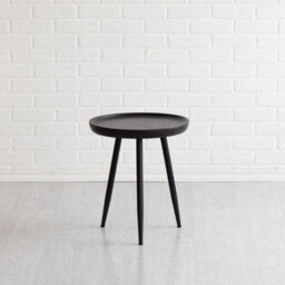 MH London Chervey Black Solid Wood Side Table Living Room Bedside Small Side Table Round Side Table With Black Metal Legs - thumbnail 3