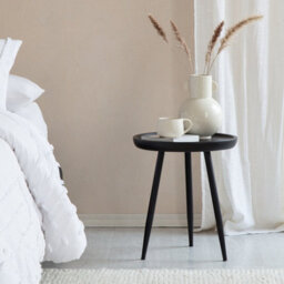 Mh London Chervey Black Round Side Table Solid Mango Wood End Table With Metal Tri-Pin Legs Small
