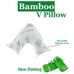 Chilimilii Bamboo V Pillows Memory Foam Filled Orthopaedic Pregnancy Neck Back Support Body Pillow
