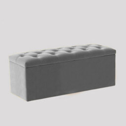 180Cm Luna Chesterfield Ottoman Storage Box - Silver Plush Velvet Upholstered Blanket Box - thumbnail 3