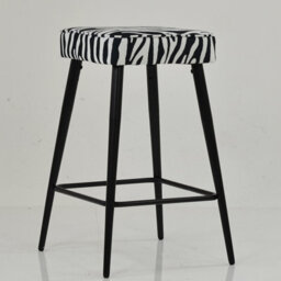 Lakeland Furniture Swan Zebra Fabric Black Fixed Base Bar Stool - thumbnail 3