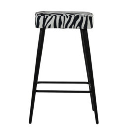 Lakeland Furniture Swan Zebra Fabric Black Fixed Base Bar Stool - thumbnail 1