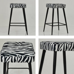 Lakeland Furniture Swan Zebra Fabric Black Fixed Base Bar Stool - thumbnail 2
