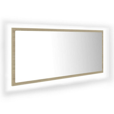 Berkfield Durable Led Bathroom Mirror Sonoma Oak 100X8.5X37 Cm Engineered Wood - image 1