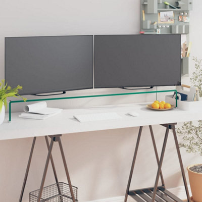 Berkfield Tv Stand/monitor Riser Glass Clear 120X30X13 Cm - image 1