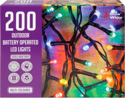 200 Outdoor Led Christmas Lights Battery Operated Coloured - thumbnail 1