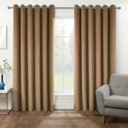 "Homescapes Thermal 100% Blackout Beige Velvet Curtains, 117 X 183 Cm (46"" X 72"")"